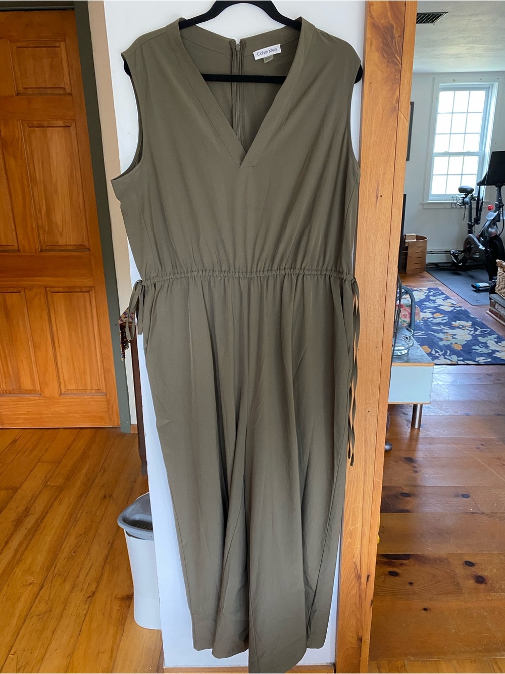 Calvin Klein Olive Green Sleeveless V-Neck Jumpsuit
